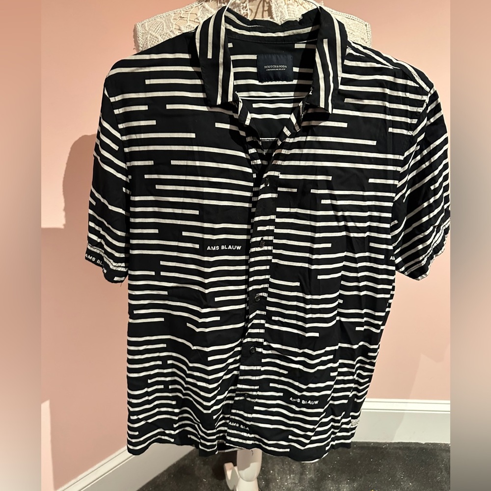 Scotch & Soda Black and White Striped Top